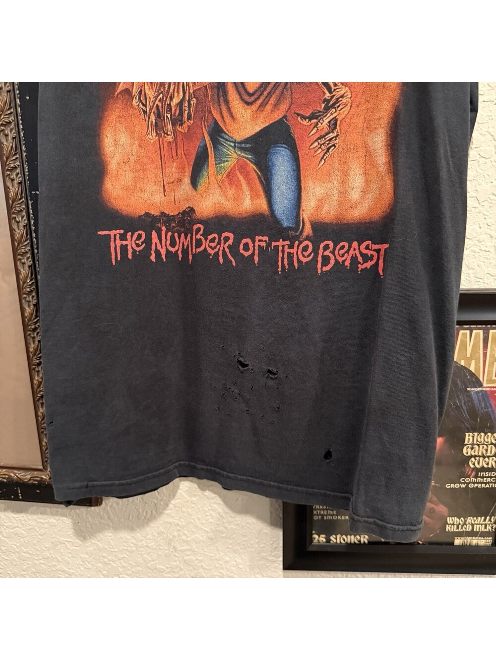 Vintage 90s/00s Iron Maiden Black The Number Of The Beast Band Shirt Size Small - Picture 4 of 6